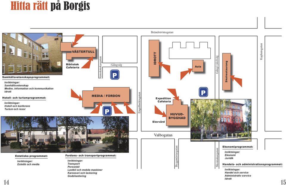 Gång/cykelväg Skolrestaurang Kaplansgatan Valbogatan Estetiska programmet: Estetik och media Fordons- och transportprogrammet: Transport Personbil Lastbil och mobila maskiner