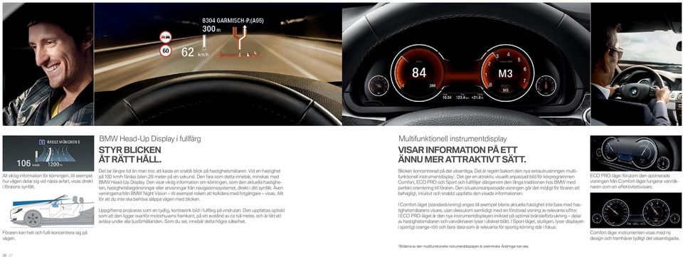 Den fara som detta innebär, minskas med BMW Head-Up Display.