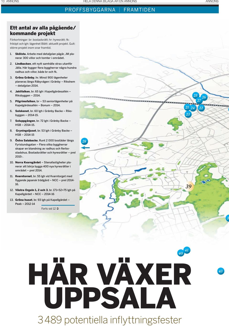 Lindbacken, ett nytt samhälle strax utanför Jälla. Här bygger flera byggherrar några hundra radhus och villor, både br och fk. 3. Gröna Gränby, hr.