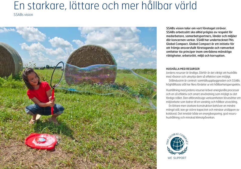 Global Compact är ett initiativ för att främja ansvarsfullt företagande och ramverket omfattar tio principer inom områdena mänskliga rättigheter, arbetsrätt, miljö och korruption.