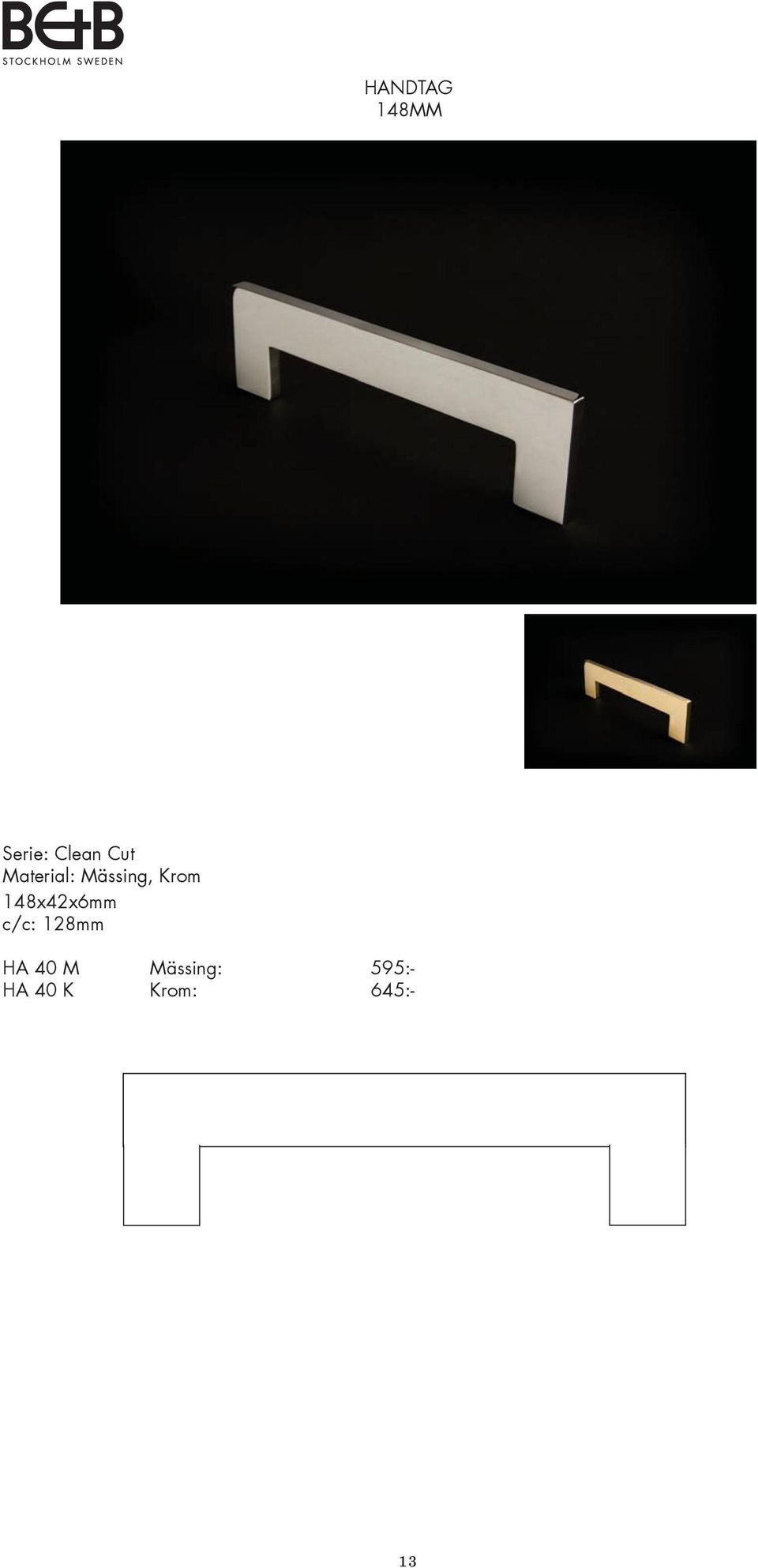 148x42x6mm c/c: 128mm HA 40 M