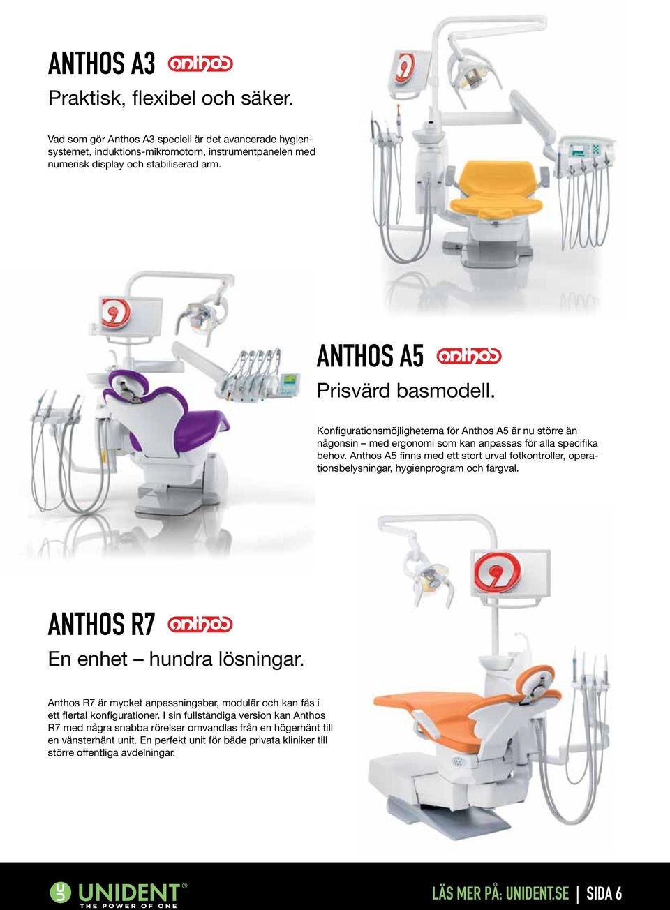 Anthos A5 finns med ett stort urval fotkontroller, operationsbelysningar, hygienprogram och färgval. Anthos R7 En enhet hundra lösningar.