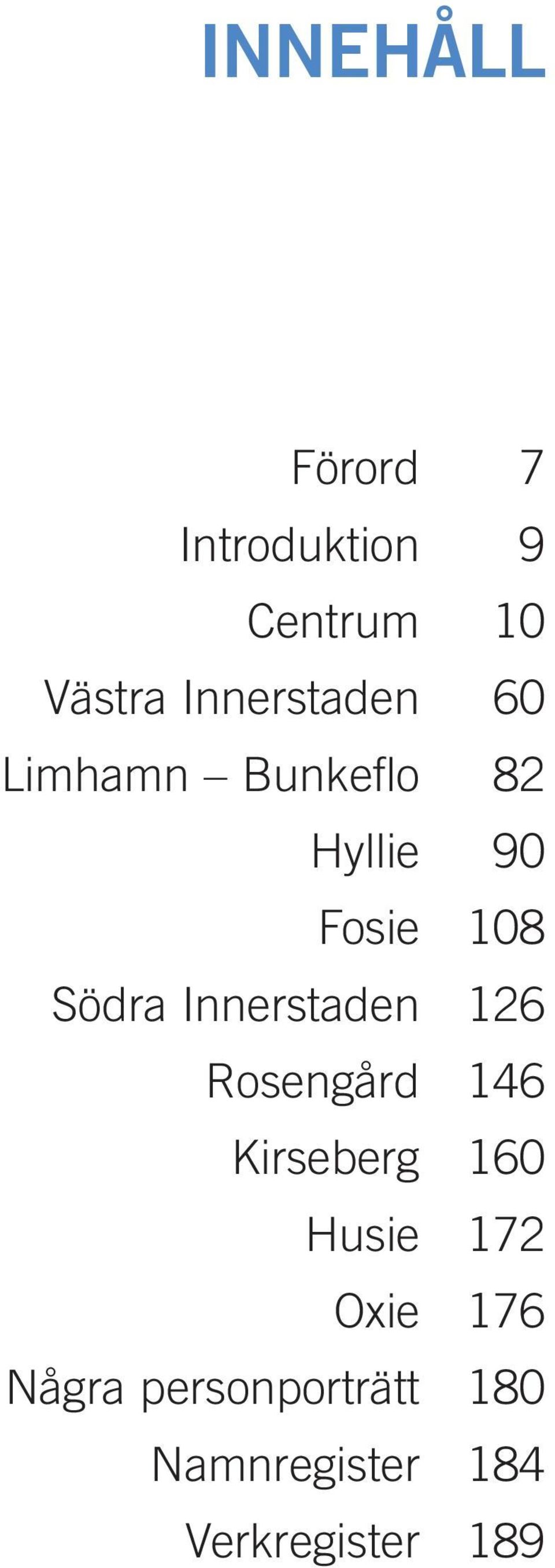 Södra Innerstaden 126 Rosengård 146 Kirseberg 160 Husie