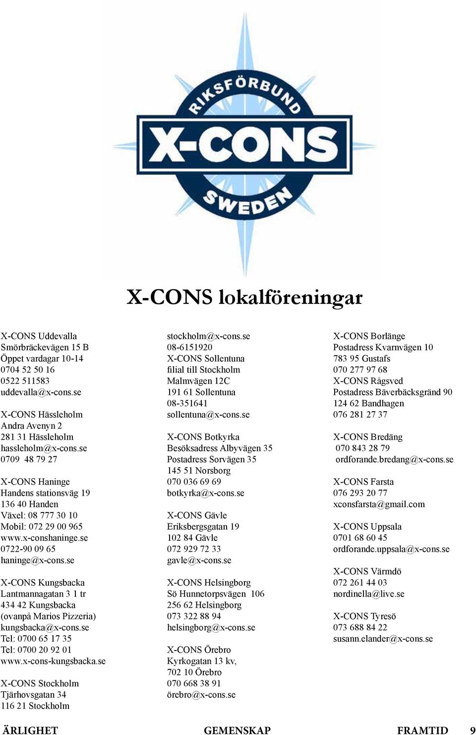 se X-CONS Kungsbacka Lantmannagatan 3 1 tr 434 42 Kungsbacka (ovanpå Marios Pizzeria) kungsbacka@x-cons.se Tel: 0700 65 17 35 Tel: 0700 20 92 01 www.x-cons-kungsbacka.