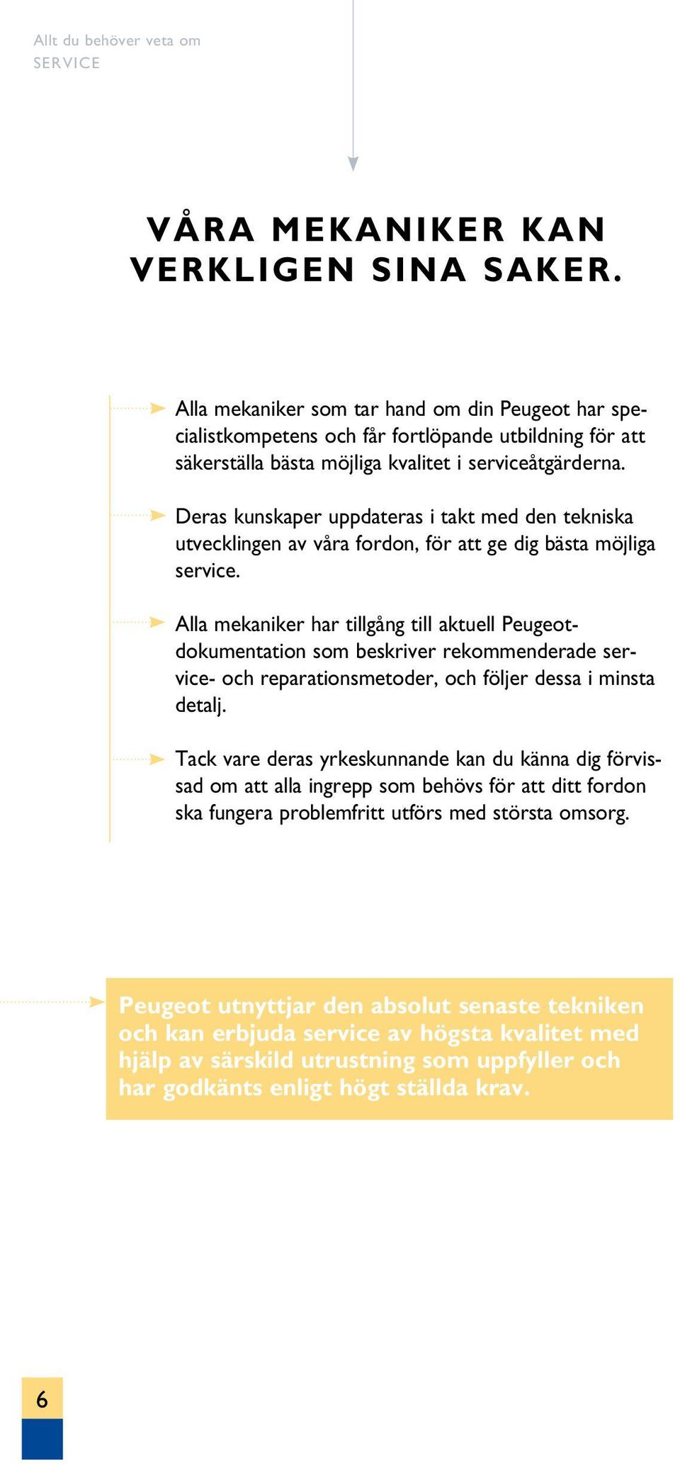 Deras kunskaper uppdateras i takt med den tekniska utvecklingen av våra fordon, för att ge dig bästa möjliga service.