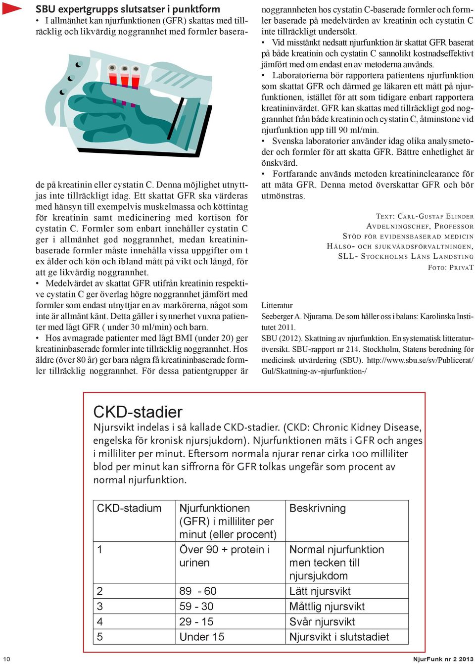 Formler som enbart innehåller cystatin C ger i allmänhet god noggrannhet, medan kreatininbaserade formler måste innehålla vissa uppgifter om t ex ålder och kön och ibland mått på vikt och längd, för