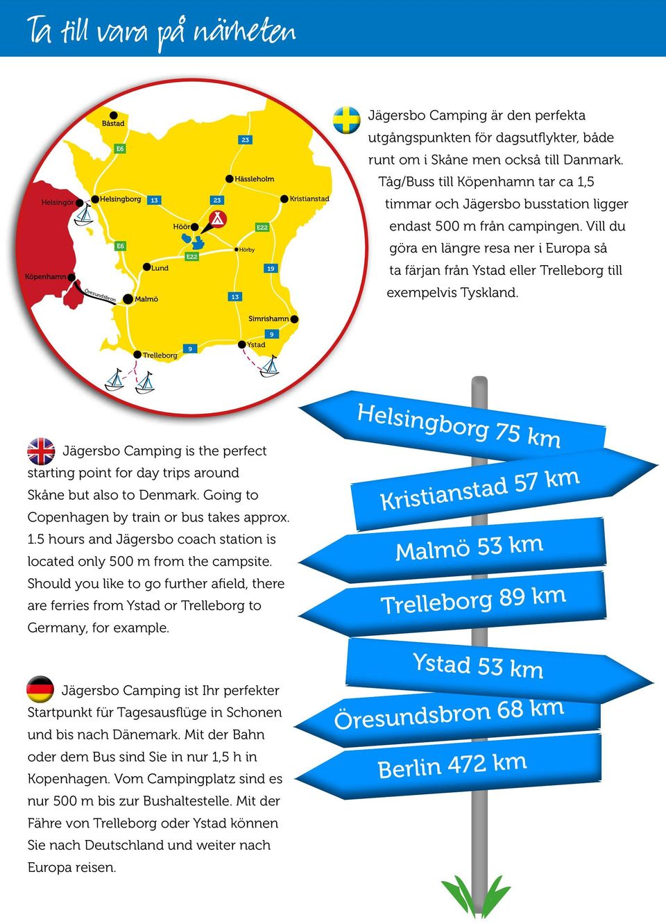 Vill du göra en längre resa ner i Europa så ta färjan från Ystad eller Trelleborg till exempelvis Tyskland.