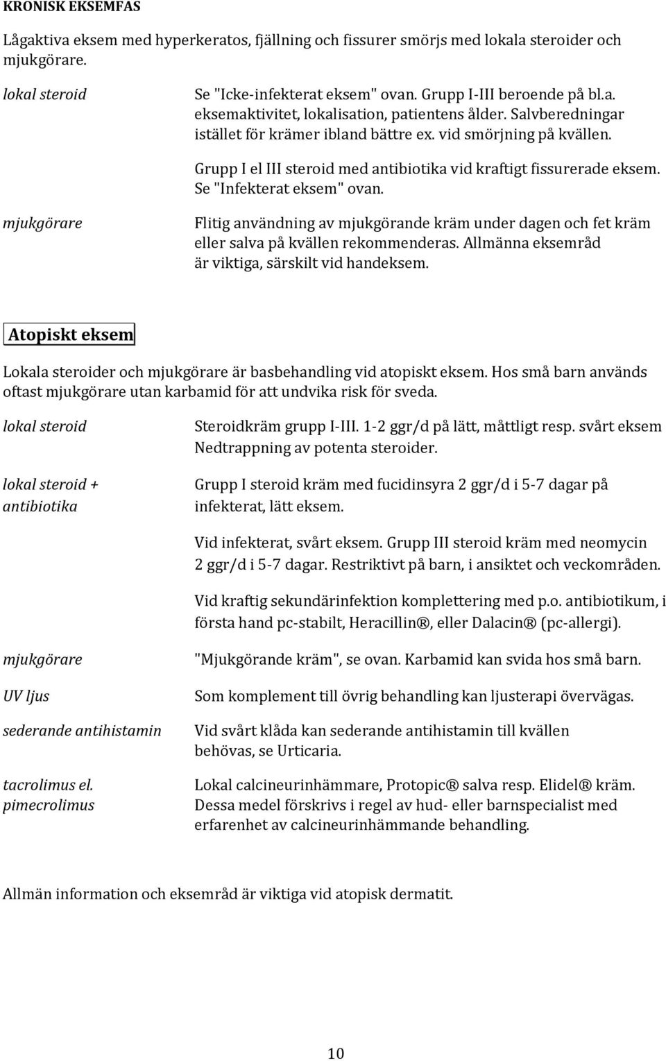 mjukgörare Flitig användning av mjukgörande kräm under dagen och fet kräm eller salva på kvällen rekommenderas. Allmänna eksemråd är viktiga, särskilt vid handeksem.