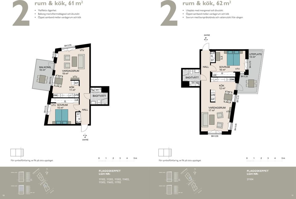 vattenutsikt från sängen rum och kök, 6 m² rum & kök, 6 m Uteplats med morgonsol och älvutsikt Öppet samband mellan vardagsrum Kompakt och lägenhet kök med öppna rumssamband Sovrum med