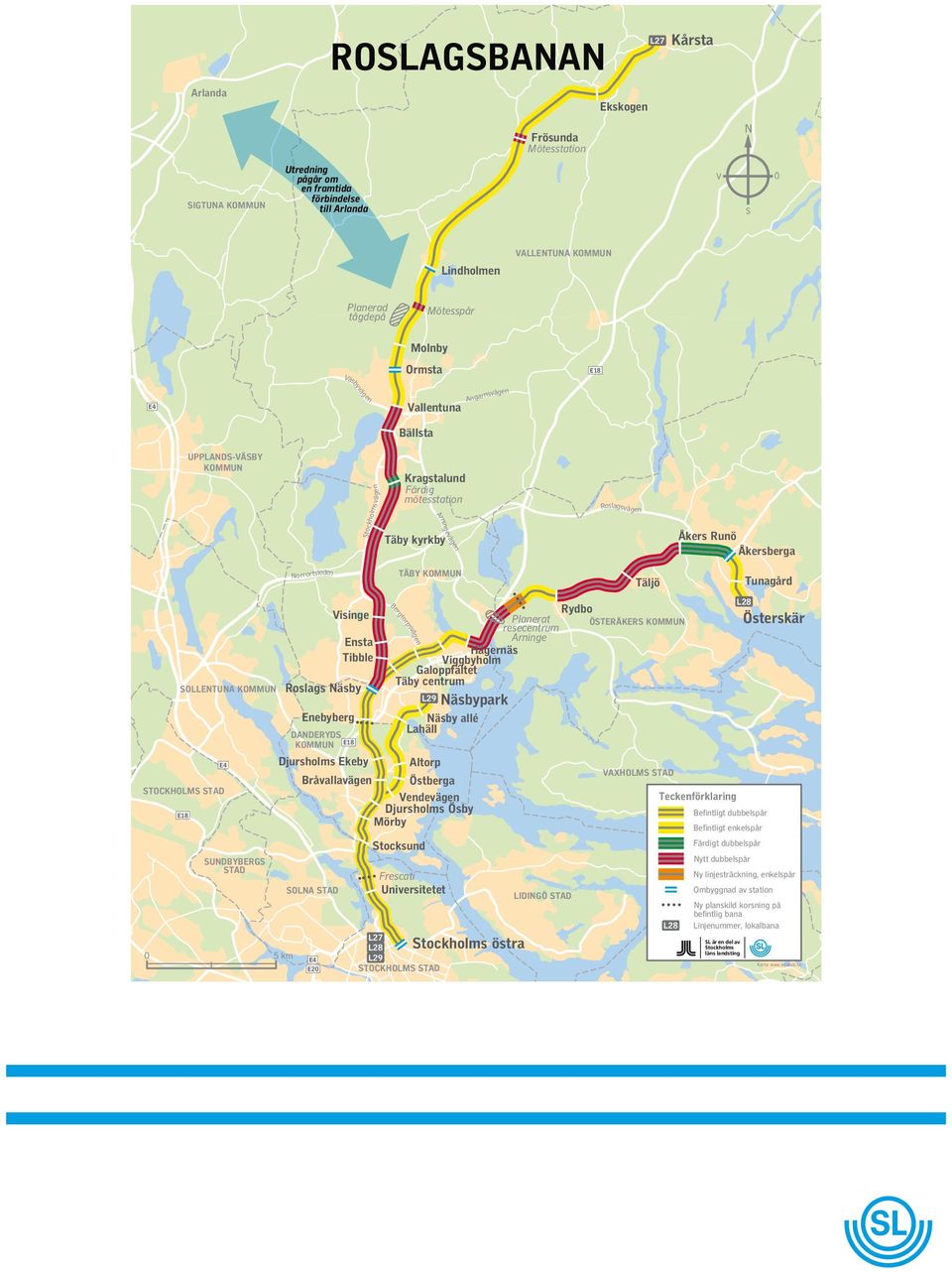 SOLLENTUNA KOMMUN E18 E4 STOCKHOLMS STAD SUNDBYBERGS STAD 0 5 km Norrortsleden Roslags Näsby DANDERYDS KOMMUN E18 SOLNA STAD E4 E20 Visinge Enebyberg Ensta Tibble Djursholms Ekeby TÄBY KOMMUN