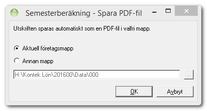 Utskrift av Personalregistret (före semesterberäkning) När den Preliminära utskriften visar korrekta resultat kan du, innan du genomför uppdateringen, spara aktuella uppgifter från Personalregistret