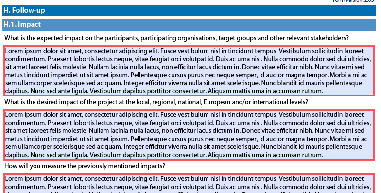 Behöver ni till exempel lägga till en partner, måste ni justera informationen i alla sektioner och validera ansökan. Notera att man inte kan ändra ordning på inlagda partners.