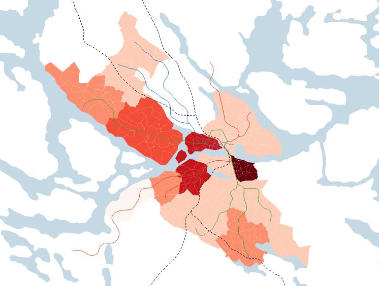 Bostadsättspris, genomsnitt/område kr/kvm Starkt samband mellan genomsnittligt totalt byggande (både HR och BR) de senaste nio åren och