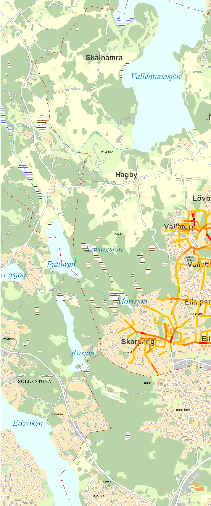 Karta 1: Sammanfattning vägar o har