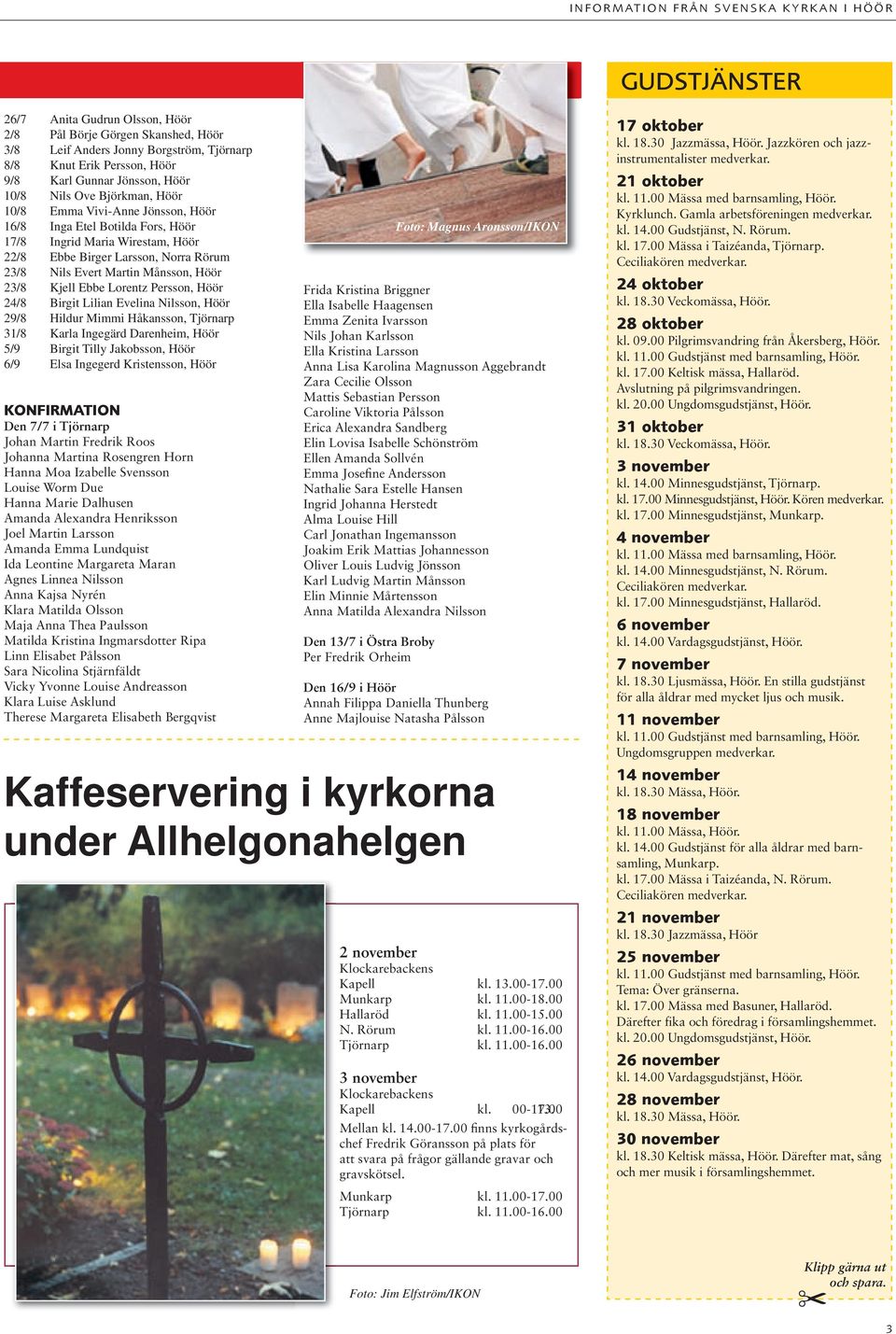 Kjell Ebbe Lorentz Persson, Höör 24/8 Birgit Lilian Evelina Nilsson, Höör 29/8 Hildur Mimmi Håkansson, Tjörnarp 31/8 Karla Ingegärd Darenheim, Höör 5/9 Birgit Tilly Jakobsson, Höör 6/9 Elsa Ingegerd