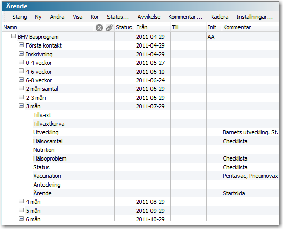 Registrera med hjälp av planeringslistan Planeringslistan (BHV Basprogram) är ett stöd för dig när du ska registrera de kontroller som görs vid ett besök.