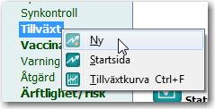 Registrera enstaka uppgifter t.ex. vid ett spontanbesök Högerklicka på aktuell modul i vänstermenyn t.ex. Tillväxt. Välj Ny och fyll i dina uppgifter. Spara eller Signera.