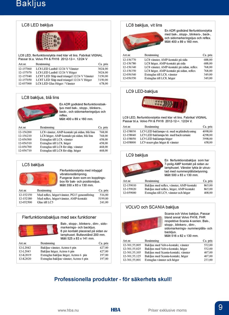 12/24 V 12-157060 LC8 LED Lastbil 12/24 V Vänster 3024,00 12-157070 LC8 LED Lastbil 12/24 V Höger 3024,00 12-157040 LC8T LED Släp med triangel 12/24 V Vänster 3150,00 12-157050 LC8T LED Släp med