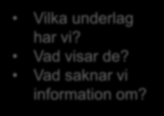 och organisering av undervisningen (system) Vilka underlag har vi? Vad visar de?