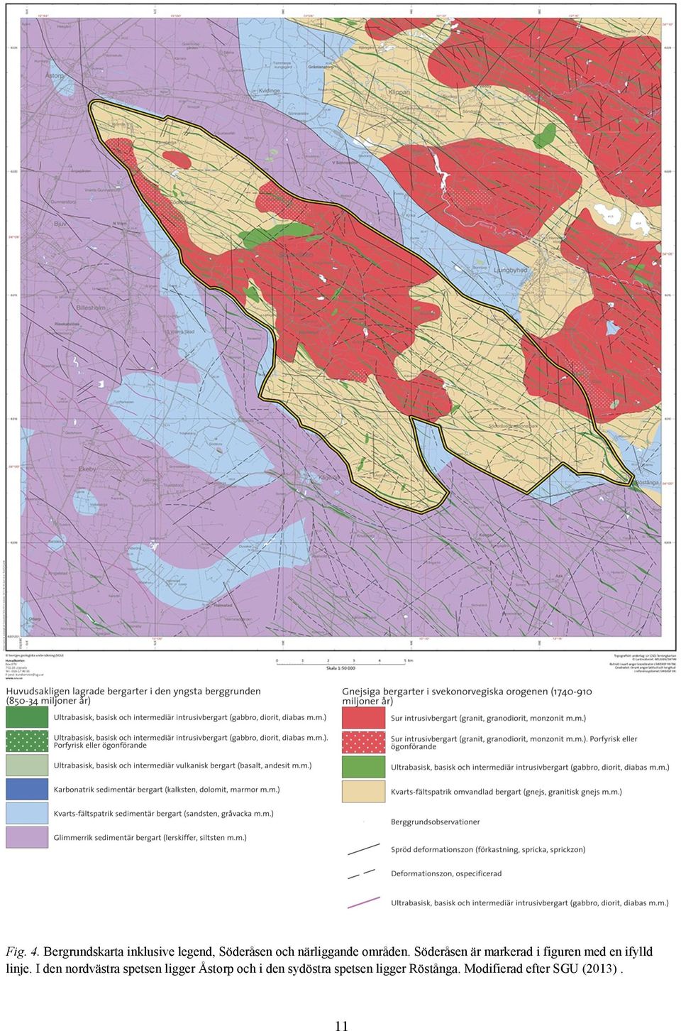 Amfibolitbandning är vanlig och på flera platser på Söderåsen finns granatrik amfibolit (Fig. 7) i större bergskroppar.