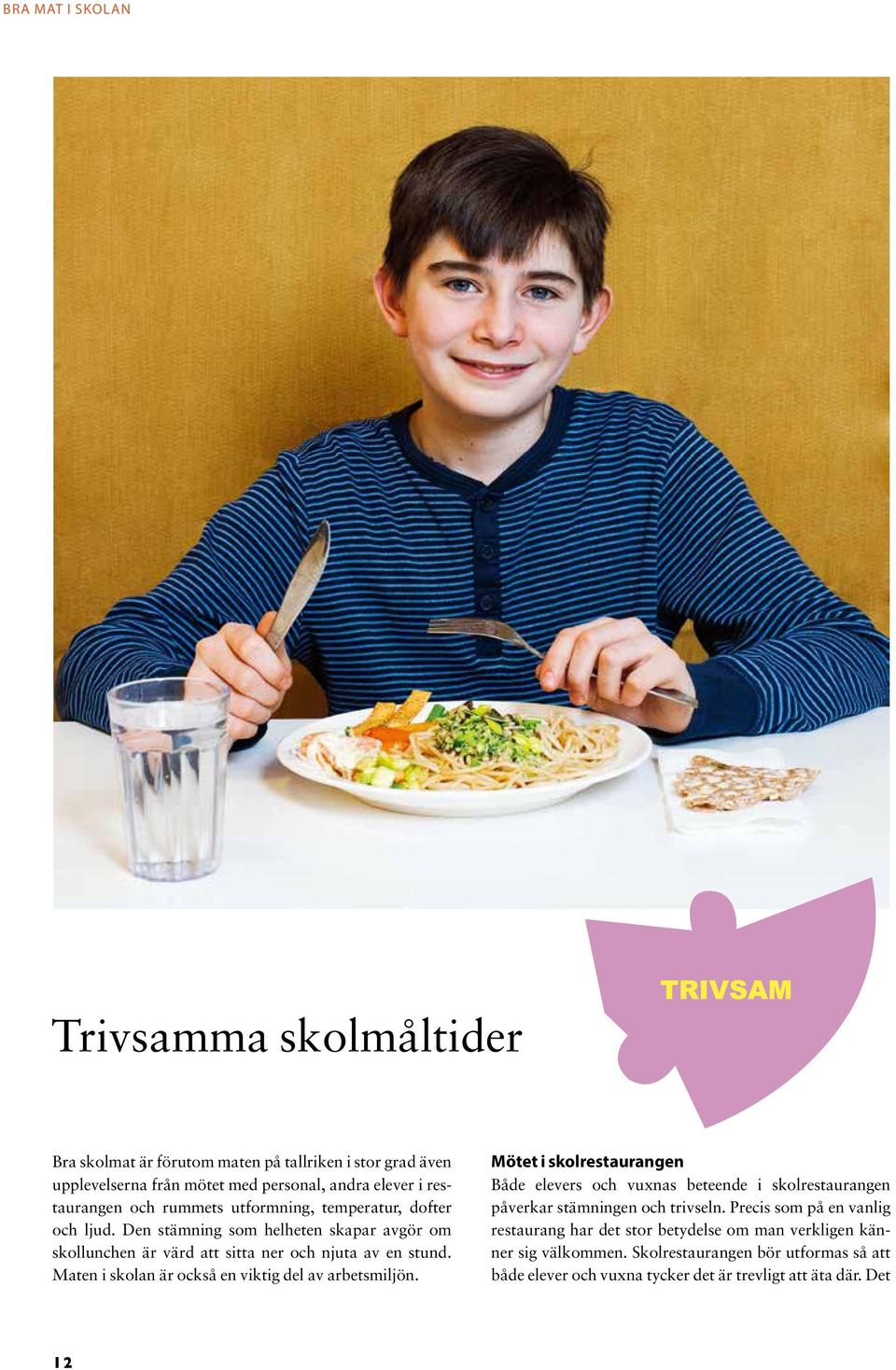 Maten i skolan är också en viktig del av arbetsmiljön. Mötet i skolrestaurangen Både elevers och vuxnas beteende i skolrestaurangen påverkar stämningen och trivseln.