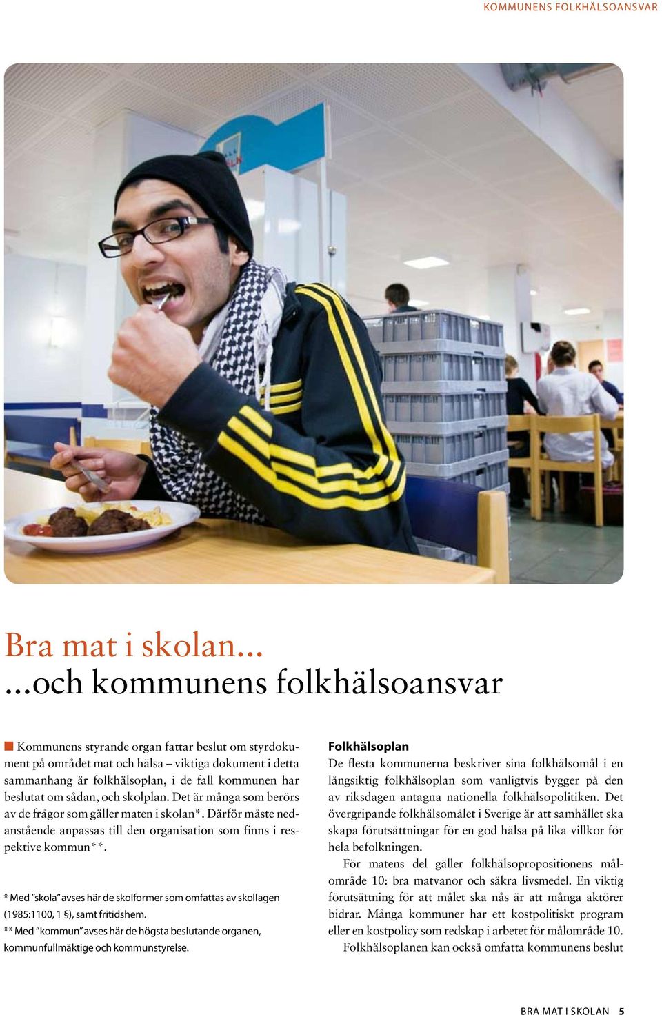 beslutat om sådan, och skolplan. Det är många som berörs av de frågor som gäller maten i skolan*. Därför måste nedanstående anpassas till den organisation som finns i respektive kommun**.