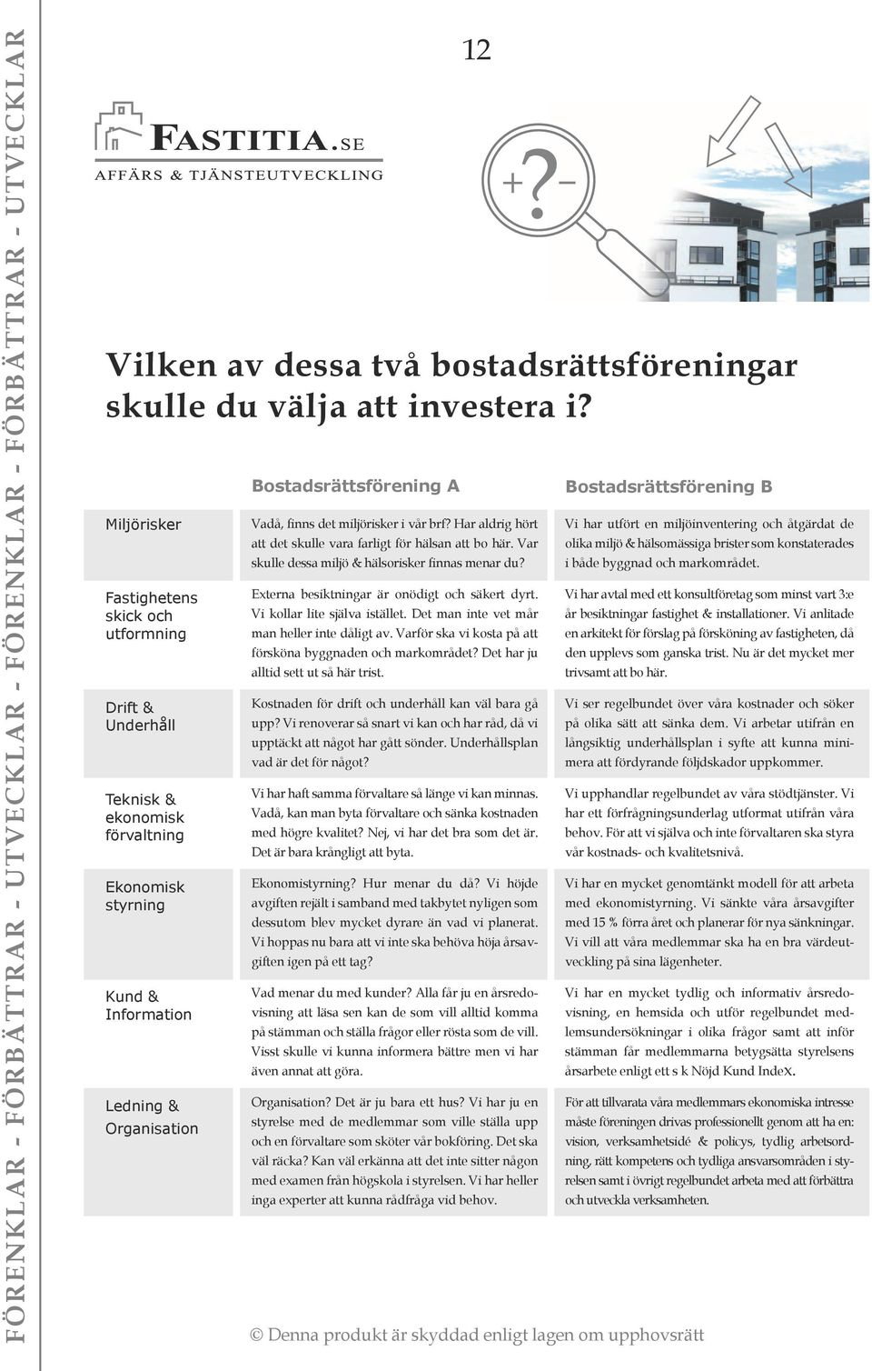 miljörisker i vår brf? Har aldrig hört att det skulle vara farligt för hälsan att bo här. Var skulle dessa miljö & hälsorisker finnas menar du? Externa besiktningar är onödigt och säkert dyrt.