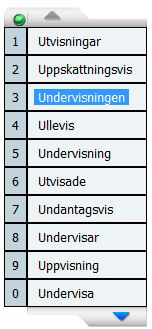 Genvägen till ordlistan och andra funktioner i CD-ORD kan ändras under Inställningar/Generellt/Genvägar. Jokertecken Du kan använda jokertecken för att söka på ord, som du har svårt att stava till.