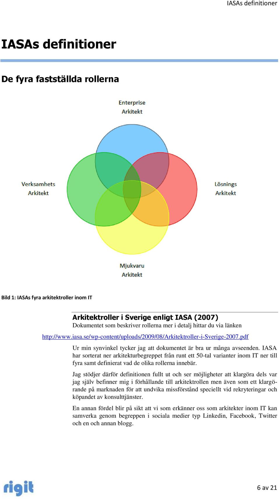 IASA har sorterat ner arkitekturbegreppet från runt ett 50-tal varianter inom IT ner till fyra samt definierat vad de olika rollerna innebär.