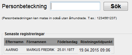 Registrering av att rösträtten har utövats på