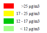 Kartläggningen är baserad på mätningar och beräkningar för år 28-29. Halterna avser ett meteorologiskt normalt år. Årsmedelvärde Årsmedelvärde Partiklar, PM2.