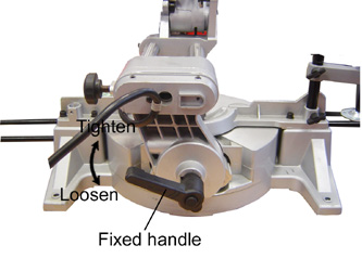 Operation When cutting small workpieces, push the carriage to the end towards the cross bar and tighten the locking screw to fix the carriage. Then use the vice to secure the workpiece.