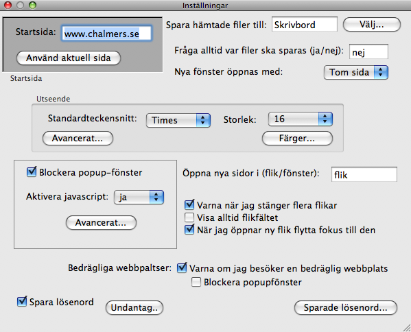 Figur 4: Inställningspanel som behöver designas om Uppgift 8: Designa användargränssnittet till en personlig reseplanerare.