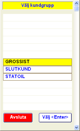 15 7) Registrera från och med datum. 8) Registrera till och med datum. 9) Rapporten skapas och visas på skärmen. Skriv ut rapporten via Arkiv-menyn och utskrift. Statistik per kundgrupp/artikel ack.