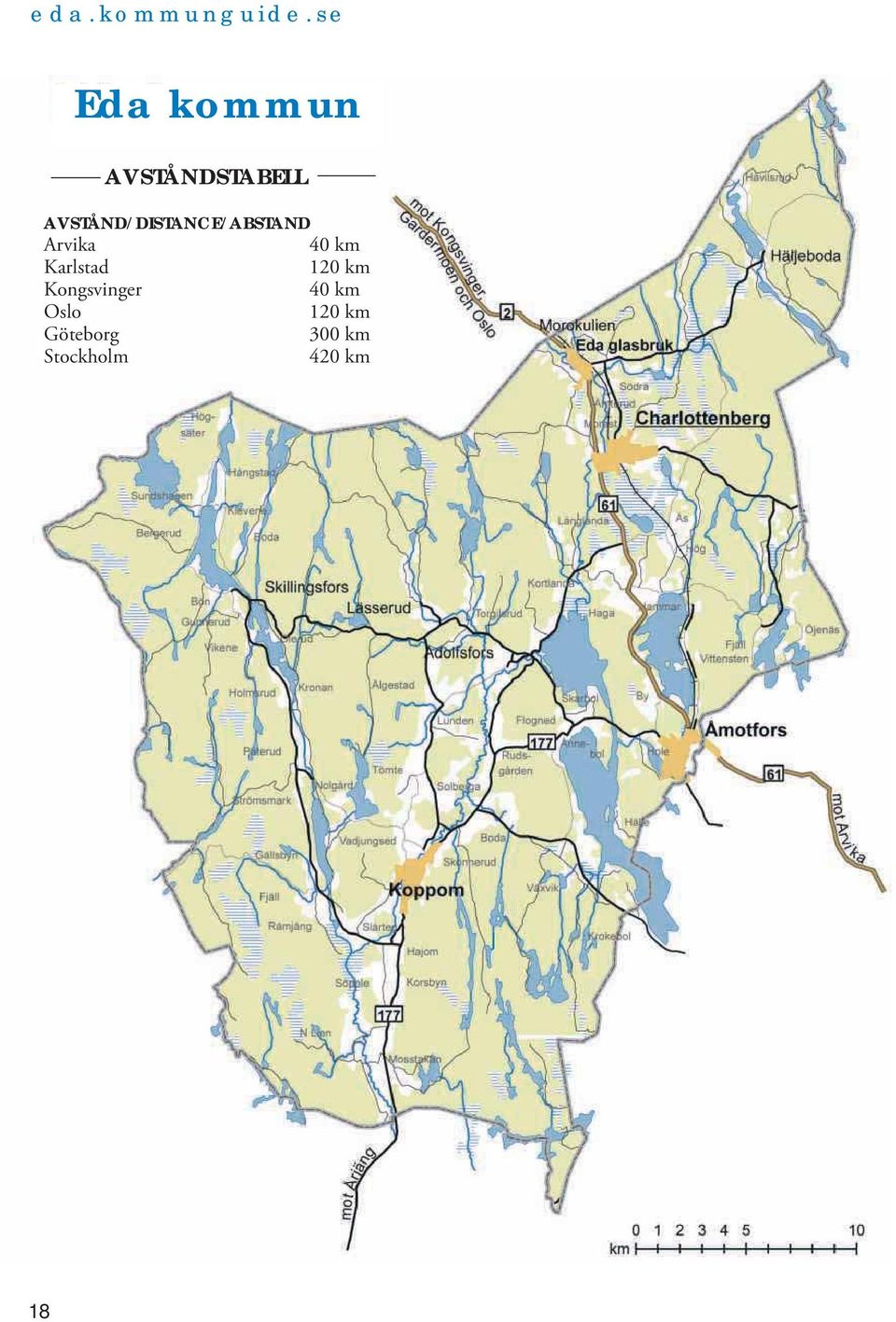 km Karlstad 120 km Kongsvinger 40 km