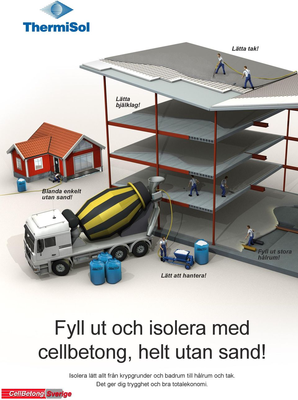 Fyll ut och isolera med cellbetong, helt utan sand!