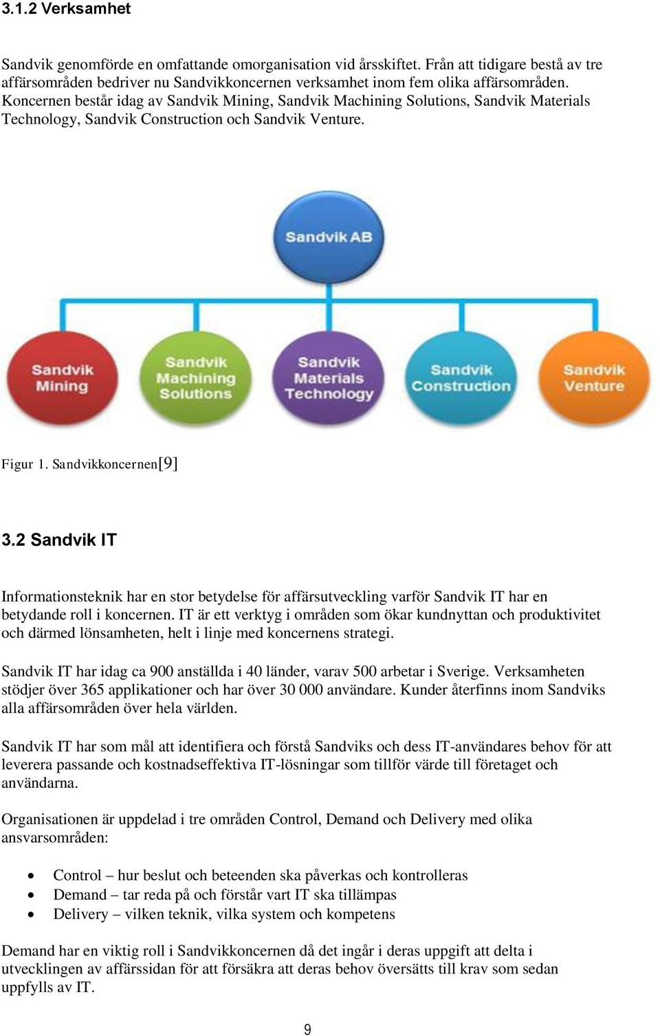 2 Sandvik IT Informationsteknik har en stor betydelse för affärsutveckling varför Sandvik IT har en betydande roll i koncernen.