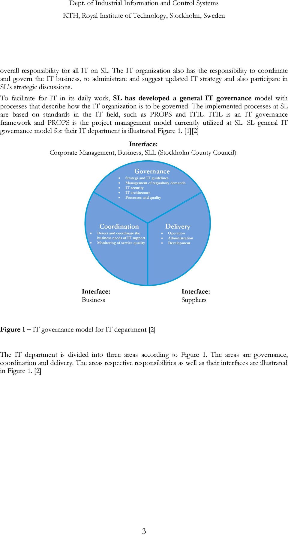 To facilitate for IT in its daily work, SL has developed a general IT governance model with processes that describe how the IT organization is to be governed.