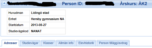 5 Inskrivning av ny elev som INTE är Folkbokförd i länet använd knappen NY Knappen NY under inskrivning ska INTE användas i första hand.