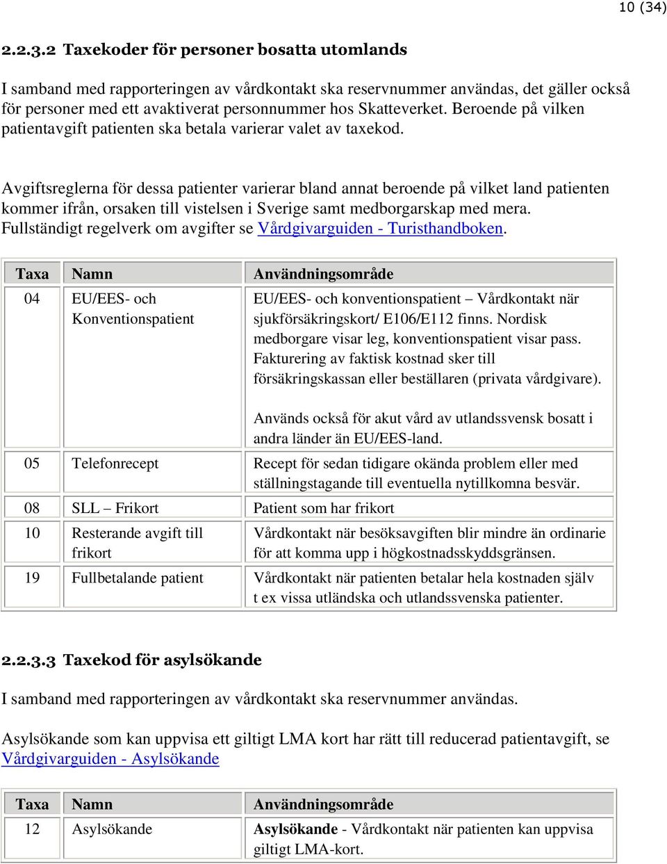 Avgiftsreglerna för dessa patienter varierar bland annat beroende på vilket land patienten kommer ifrån, orsaken till vistelsen i Sverige samt medborgarskap med mera.