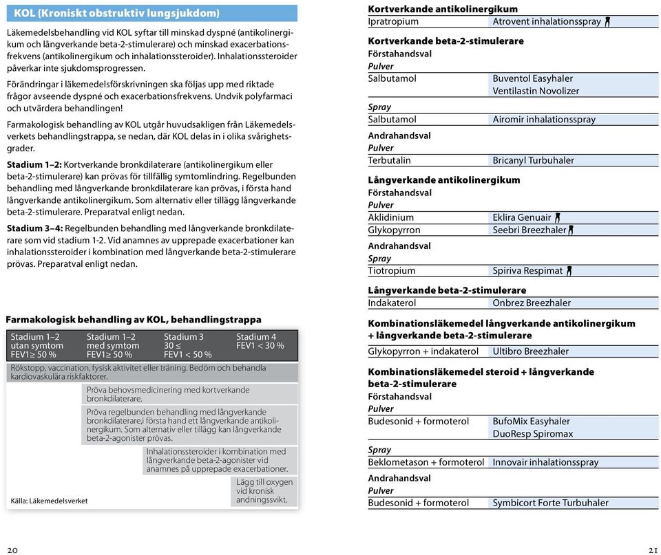 Förändringar i läkemedelsförskrivningen ska följas upp med riktade frågor avseende dyspné och exacerbationsfrekvens. Undvik polyfarmaci och utvärdera behandlingen!