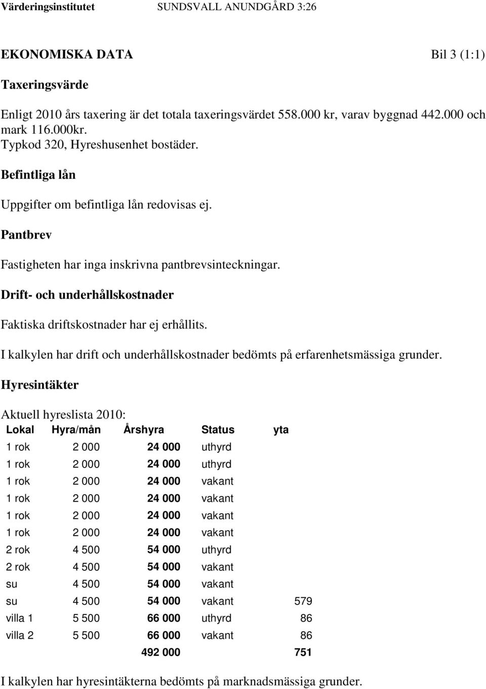 I kalkylen har drift och underhållskostnader bedömts på erfarenhetsmässiga grunder.