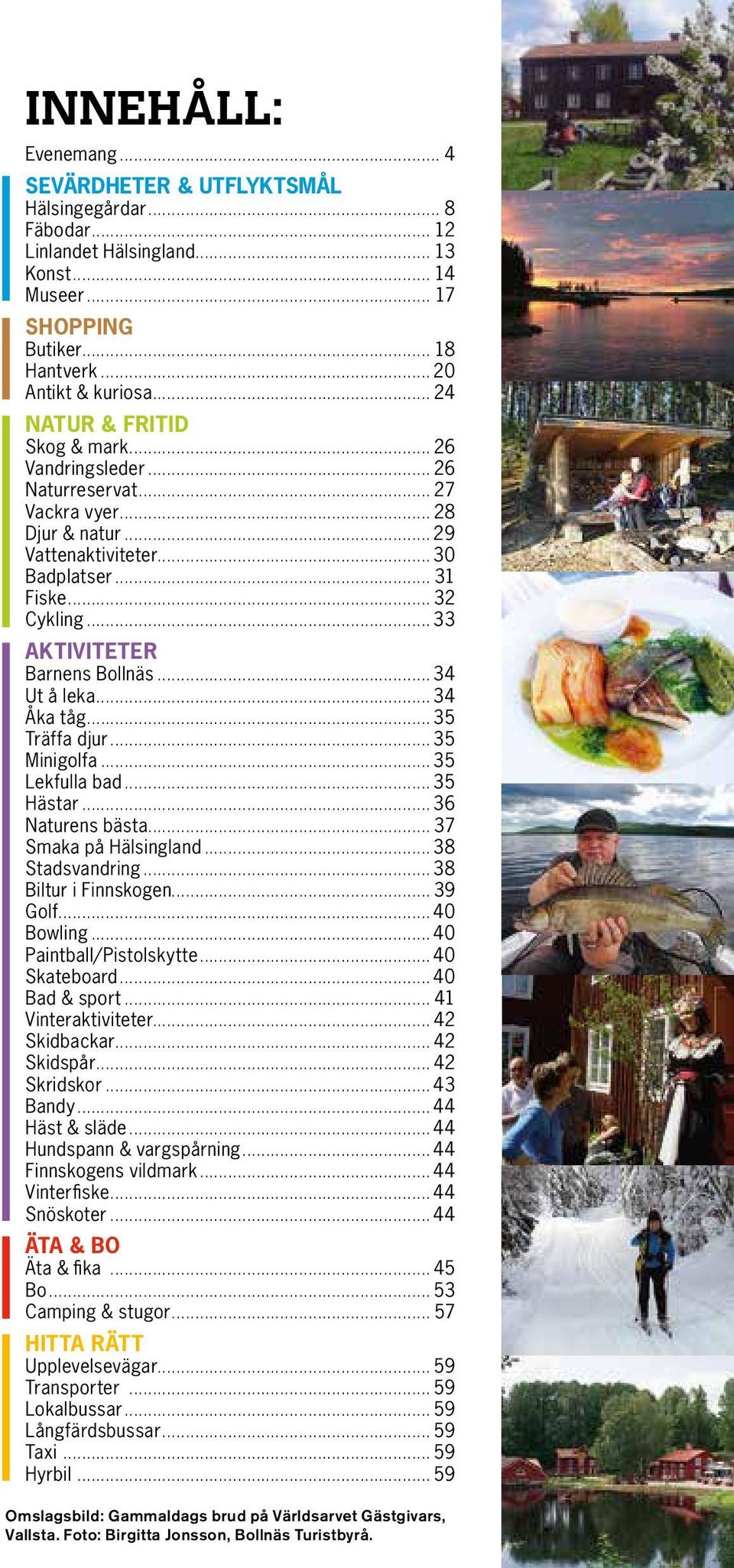 .. 33 AKTIVITETER Barnens Bollnäs...34 Ut å leka...34 Åka tåg... 35 Träffa djur... 35 Minigolfa... 35 Lekfulla bad... 35 Hästar... 36 Naturens bästa... 37 Smaka på Hälsingland...38 Stadsvandring.