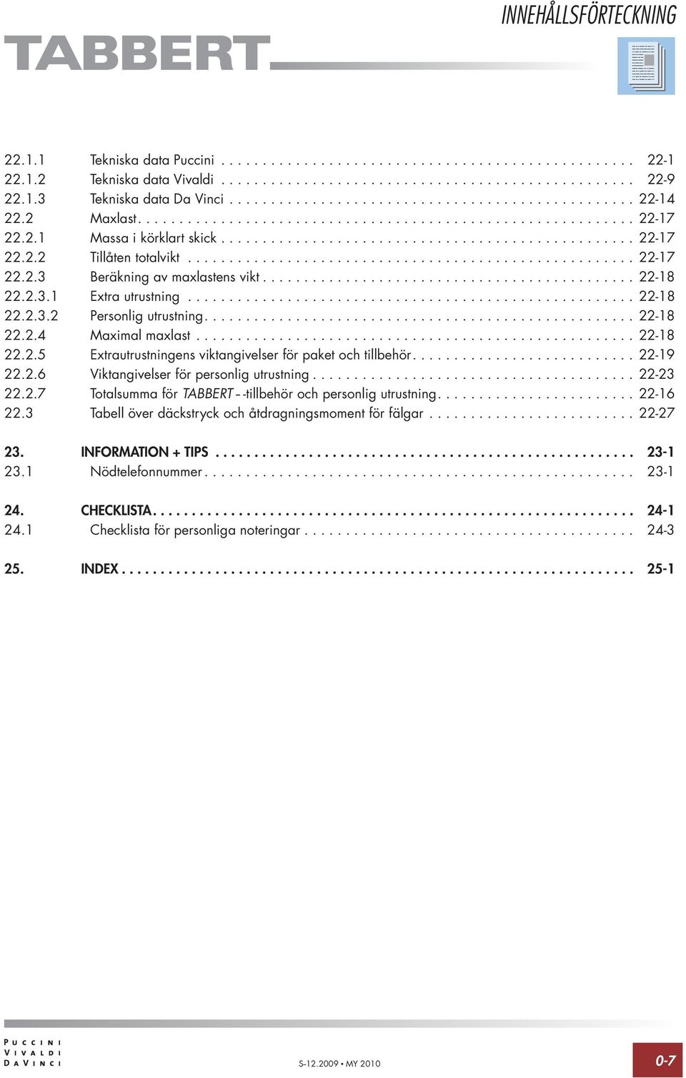 ..................................................... 22-17 22.2.3 Beräkning av maxlastens vikt............................................. 22-18 22.2.3.1 Extra utrustning...................................................... 22-18 22.2.3.2 Personlig utrustning.