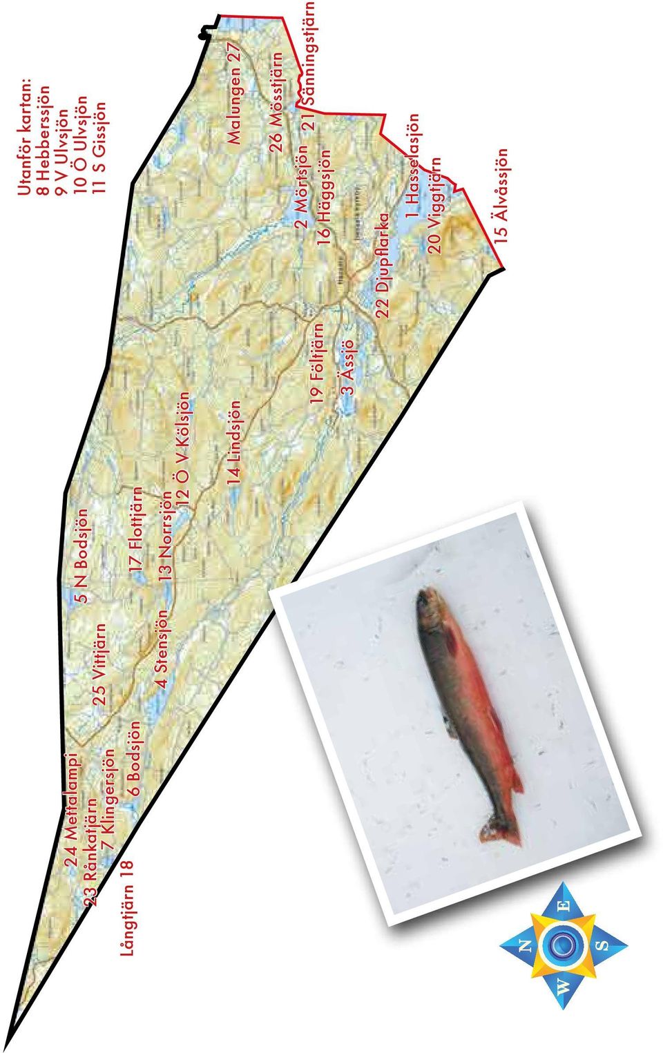 kartan: 8 Hebberssjön 9 V Ulvsjön 10 Ö Ulvsjön 11 S Gissjön Malungen 27 26 Mösstjärn 2