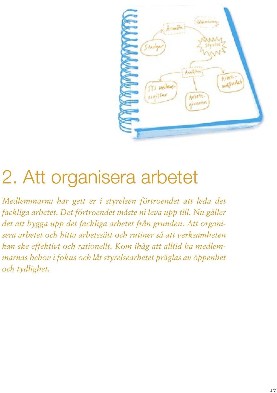 Att organisera arbetet och hitta arbetssätt och rutiner så att verksamheten kan ske effektivt och