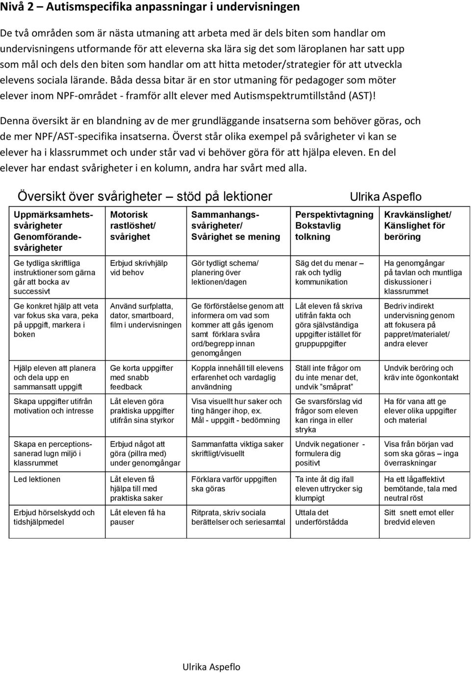 Båda dessa bitar är en stor utmaning för pedagoger som möter elever inom NPF-området - framför allt elever med Autismspektrumtillstånd (AST)!