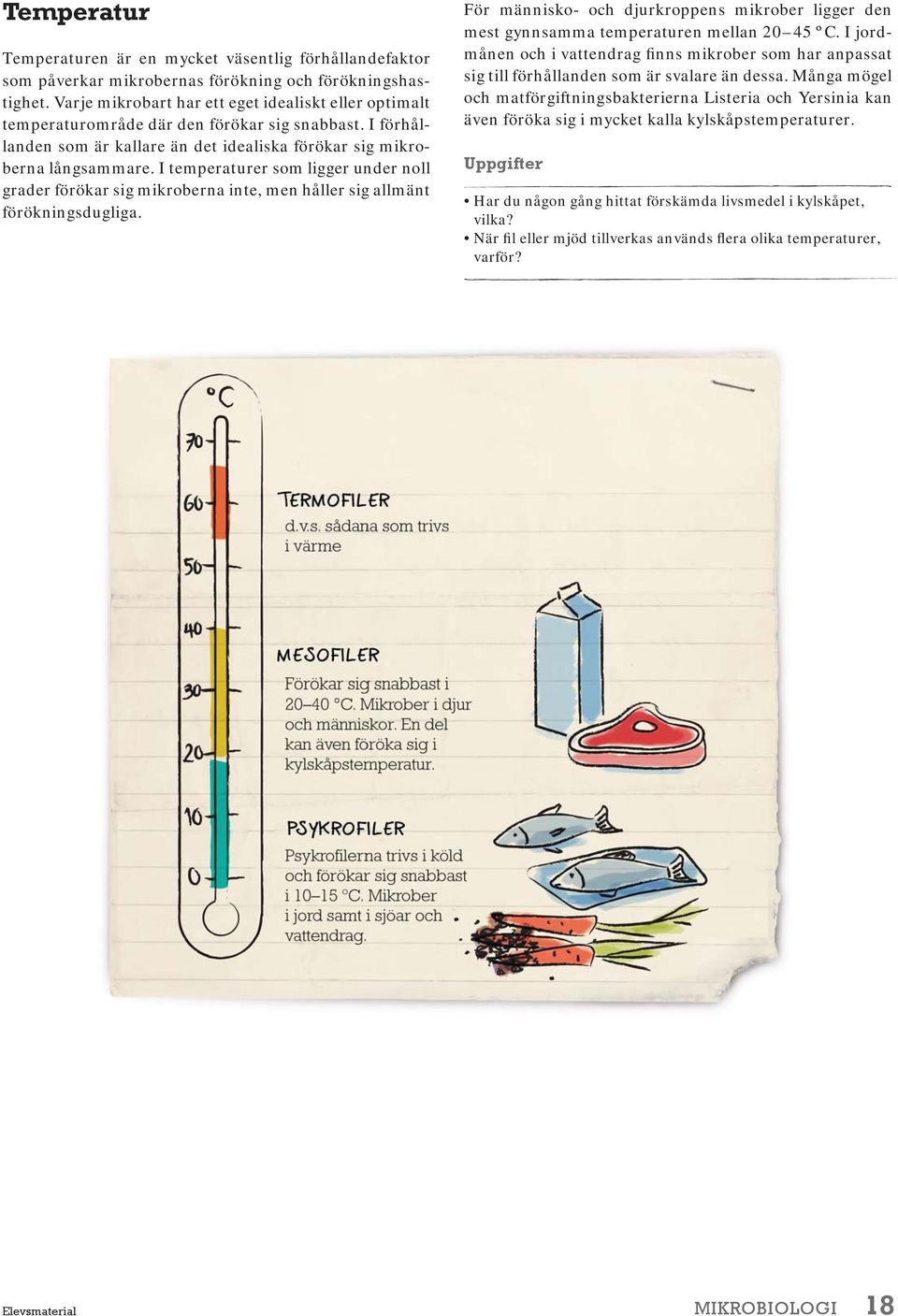 I temperaturer som ligger under noll grader förökar sig mikroberna inte, men håller sig allmänt förökningsdugliga.