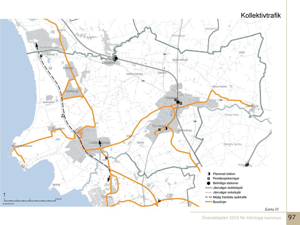 Barsebäckshamn Väggarp Stävie Stångby kyrkby Håstad Stångby Vikhög l 0 Lantmäteriverket 1 2 4 Kilometer ³ E Planerad station Oda Pendlarparkeringar Fjelie