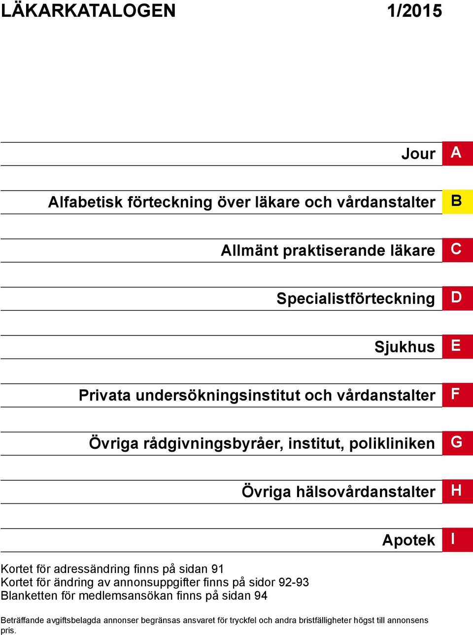 Apotek I Kortet för adressändring finns på sidan 91 Kortet för ändring av annonsuppgifter finns på sidor 92-93 Blanketten för